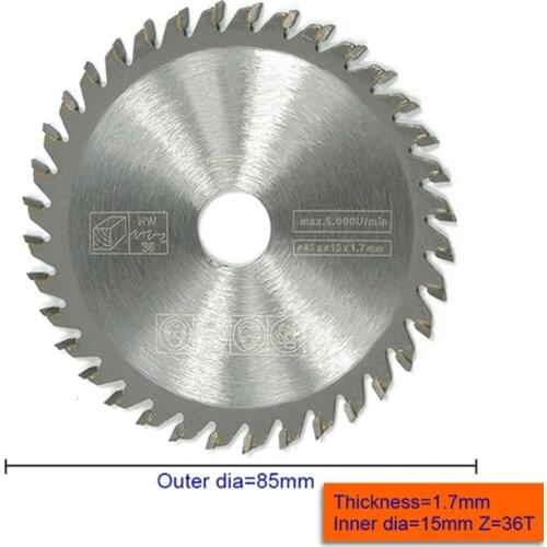 1pc 85mm 36 Teeth Mini Circular Saw Blade Disc Wood Cutting Tool Bore 15mm For Rotary Tool Woodworking