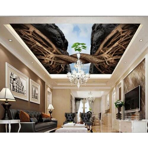 Home Decoration 3d customized wallpaper Twisted roots ceiling frescoes 3d ceiling murals wallpaper