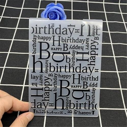 Happy birthday English letter embossing board hand embossing DIY background plate embossing mold