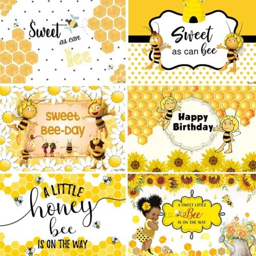 InMemory Maya the bee Photography Background Yellow Sunflowers Baby Bee Day Newborn Birthday Party Backdrops For Photo Studio
