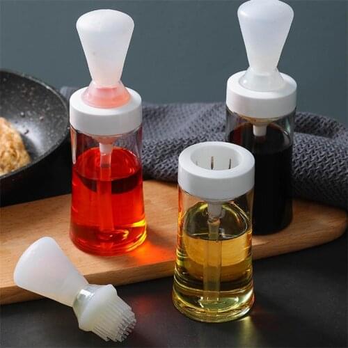 Kitchen Cooking Barbecue Baking Silicone Oil Dispenser Brush with Glass Bottle Oil Brush BBQ Tools Pastry Tool