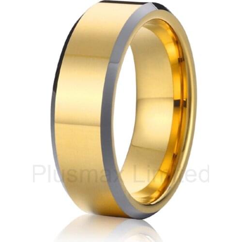 New arrival Anel Titanium jewelry unique cool gold color and silver color side wedding band rings men