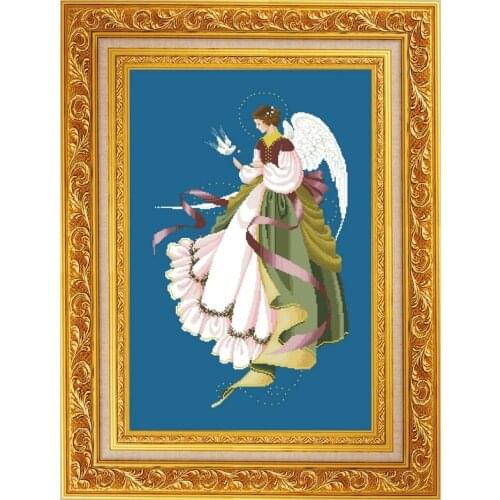 Angel of Grace cross stitch kit fairy Dreampattern 18ct 14ct 11ct denim blue canvas embroidery DIY needlework wall decor