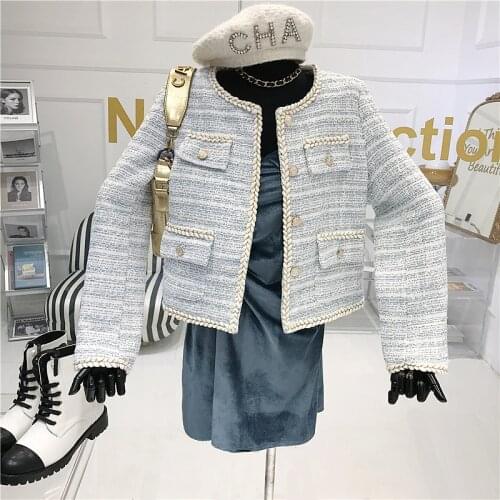 Temperament celebrity style tweed short Jacket Women New Korean retro fashion high-quality Coat simple elegant Jacket Female