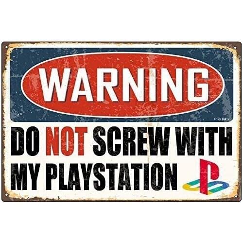 Dark Branches Warning- Do Not Screw with My Playstation Decorative Metal Aluminum Tin Sign