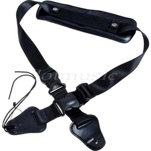 Guitar Strap Leather Pad Nylon Belt Black for Folk Acoustic Electric Guitar Parts Accessories