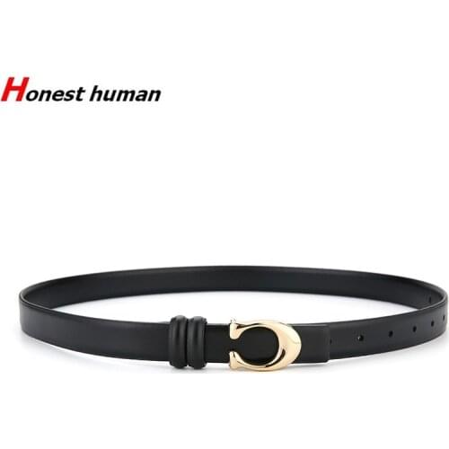 Hot Sale High Quality Women belt genuine leather female waist strap letter buckle belts for women Fashion double-sided use