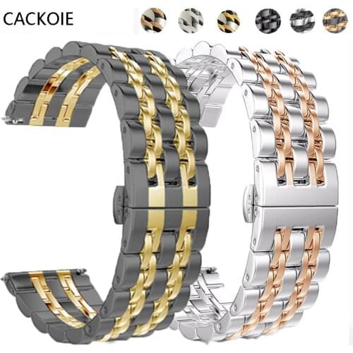 Watch Band 22mm 20mm For samsung Galaxy Watch 46mm 42mm gear s3 frontier Stainless Steel Strap Active2 Huawei GT2 Metal Bracelet