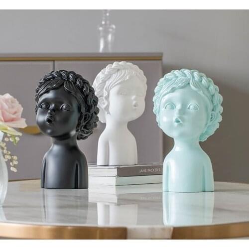 Modern Simple Nordic Style Showpiece Child Resin Showcase Handicraft Home Decoration Accessories Lovely Mascot Sculpture Statue