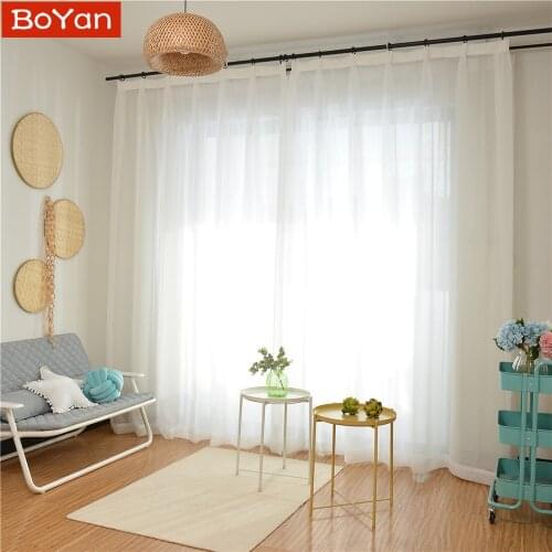 Latest Cheap 4 Colors White Window Curtains Tulle for the Living Room Soild Sheer Draps Balcony Decor Cortinas on Window