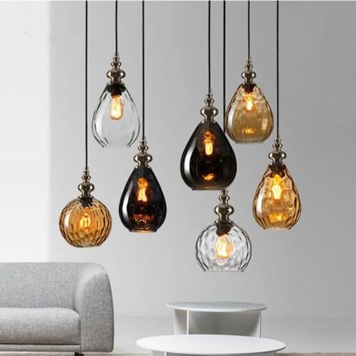 Vintage Glass Led Pendant Lights Nordic Coffee store bar Pendant Lamp Dinning Room home Decor Hanging Lamp Suspension Luminaire