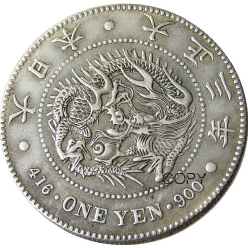 Japan Coins ONE YEN - Taisho 3 Year Silver Plated Pattern Copy Decorative Coin