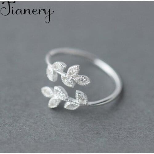JIANERY New Design Vintage Silver Color Zircon Leaf Rings For Women Boho Antique Rings Party Bohemian Jewelry