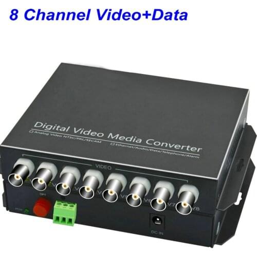 1Pair 8 Channel Digital Video Fiber Optical Media Converters Extender with 485 Data FC Fiber Optic Up to 20Km for CCTV Security