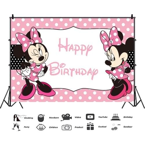 1 PCS 120x80cm Disney Minnie Mouse Mickey Mouse Princess Mermaid Photo Background Cloth Birthday Party Decoration