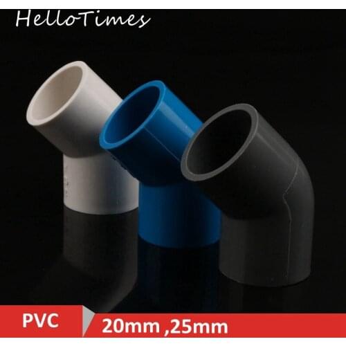 2pcs PVC 20mm 25mm Pipe 45 Degree Elbow Connector Garden Irrigation Fish Tank Joint Pipework Adapter Aquarium Parts