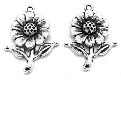 20pcs Sunflower charms pendant 27x20mm antique silver ornament accessories jewelry making DIY base material
