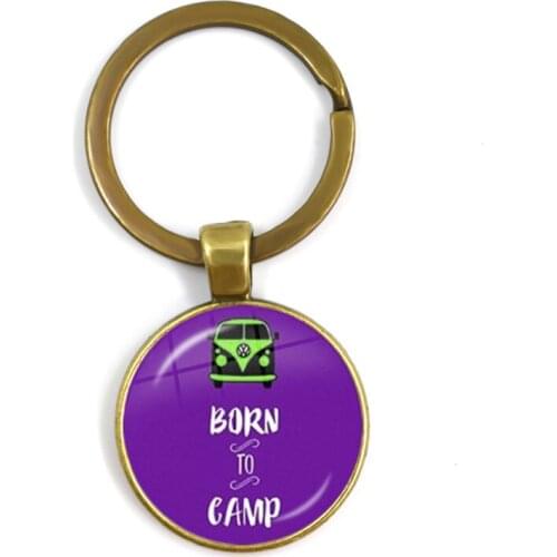 Hippie Bus Peace Sign Keychain Jewelry Vintage Hippy Bus Photo Pendant Blue Hippy Van Bus Photo Pendant Necklace Purse Bag Car