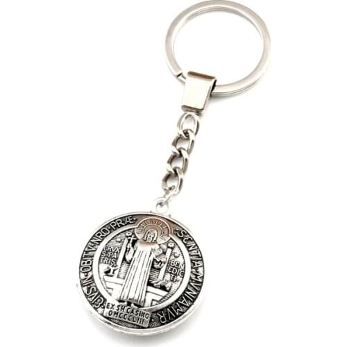 20pcs/lots Keychain 3D Benedict Cross Alloy Charms Pendants Key Ring Travel Protection DIY Jewelry A-553f