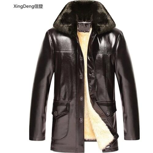 XingDeng Brand Leather Jackets Men Waterproof Zipper Loose Casual dressy tops overcoats Business Winter Male cabi clothes