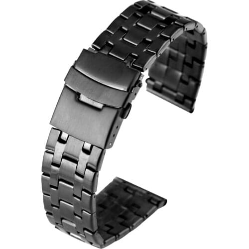Bracelet Black Watch Band Superior Stainless Steel Watches Strap Firm Folding Clasp with Safety Watchband 20/22mm Unisex correa
