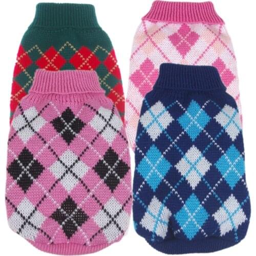 Diamond Shaped Dog Sweater Pet Jumper Knit Coat Dog Sweater Clothes for Small Puppy Pet 5 Color XS S M L XL