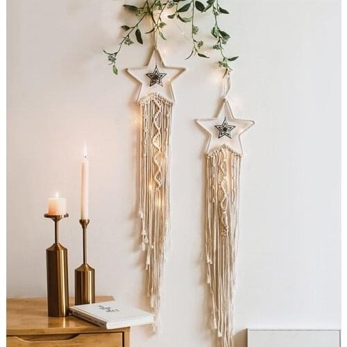 Ins hand-woven Star Moon Tassel Tapestry Living Room Background Wall Bohemian Wall Hanging Ornaments
