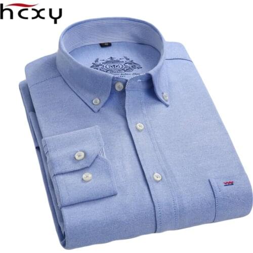 HCXY plus size cotton brand shirt men long sleeve high quality spring mens casual shirts oxford dress shirt camisa masculina