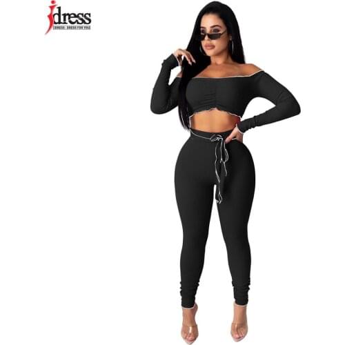 IDress Two Piece Set Streetwear Tracksuit Women Autumn Outfits Long Sleeve Crop Tops and Pencil Pant Suit 2 Pcs Matching Sets
