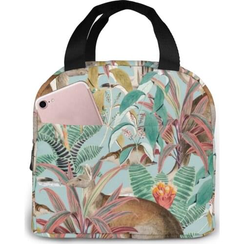 Insulated Lunch Bag Thermal Kangaroo Jungle Illustration Tote Bags Cooler Picnic Food Lunch Box Bag