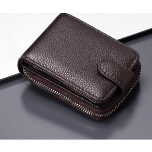 WEIXIER Wallet Cowhide Leather Drivers License Bag Multi-function Card Bag Anti-theft Swipe Multi-card Slot Purse Document Bag