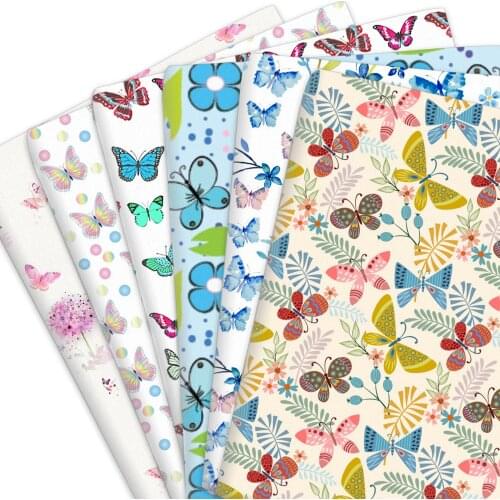 50*145cm Butterfly Polyester Or Pure 100% Cotton Fabric Patchwork For Quilt Tissue Kids Home Textile Sewing Doll Dress Curtain