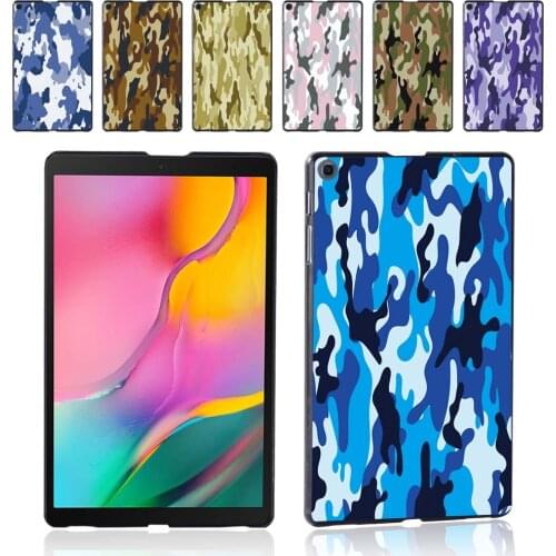 For Samsung Galaxy Tab A 10.1 2019 T510 T515 Camouflage Pattern Fashion Plastic Protective Tablet Hard Shell Case + Free Stylus