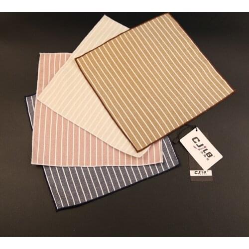 30pcs/lot 19color new Korean fashion designer high quality mens Pocket Square Handkerchiefs cotton striped 22x22cm for business