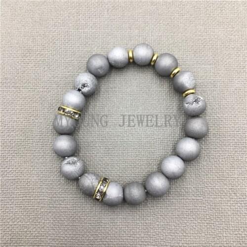 MY0540 Boho JEWELRY Gray Agates Druzy Geode Beads Bracelets pulseira feminina