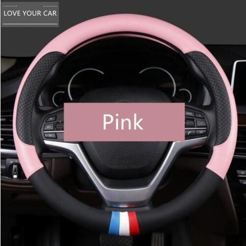 100% NEW Micro fiber Leather Universal Car Steering-wheel Cover 37CM-38CM Car-styling Sport Auto Steering Wheel Covers Anti-Slip