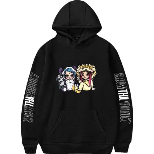 Snow Tha Product Print Autumn and Winter Holiday Men/Women Pure Cotton Fleece Hooded Novelty Sweet Streetwear