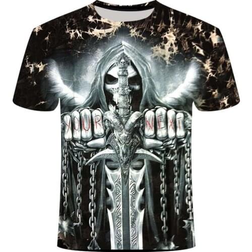 New Mens Skull 3D T Shirts flame Skull 3dt -Shirts Men Tops Hip Hop 3d Print Skull O-Neck t-shirts