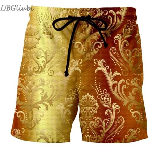 New gorgeous gold-print shorts casual shorts men fashion mens shorts breathable HD printing crafts, street trends shorts