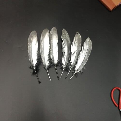 Wholesale 50pcs High Quality Silver Painting Loose Goose Feather/Duck Fetaher Wedding Bouquet Decoration Craft for Home Decor