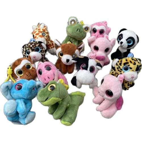 Plush toy key ring pendant, plastic key chain Monkey elephant leopard cow turtle panda koala dinosaur pig decorations Bag