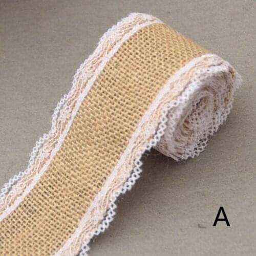 2m Natural Burlap Ribbon Roll 5cm Wide Non-Elastic Vintage Lace Rolls DIY Embroidery Decoration for Sewing Wrapping JW