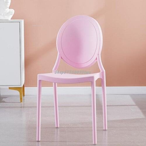 Simple candy color plastic dining chair backrest stool household adult girl heart makeup stool dining dining chair Nordic