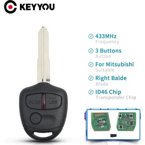 KEYYOU 433MHz 2/3 Buttons Car Remote Key ID46 Chip For MITSUBISHI Outlander Pajero Triton ASX Lancer Shogun MIT8 MIT11 Blade