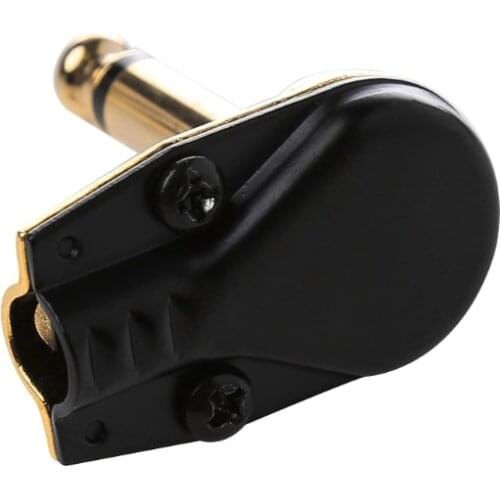 1/4" 6.35mm Mono Jack Right Angle Plug Flat Male Guitar Effects Pedal Connector