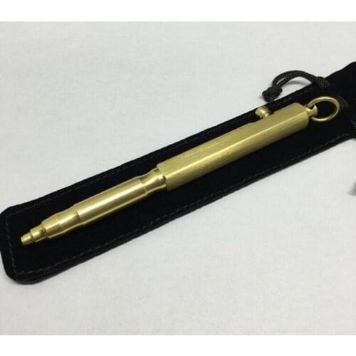 1 pcs Handmade Brass Machine Pen, Broken Window Tactical Protective Pen EDC Portable Outdoor Self-defense Ballpoint Pen 56g