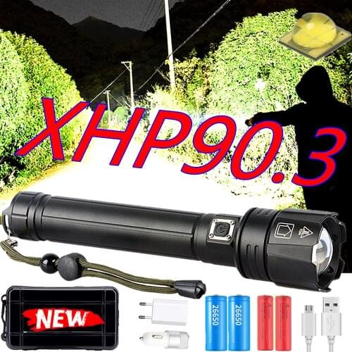 XHP90.3 XHP70.2 LED Flashlight most powerful Flashlight 18650 26650 USB Torch Lantern Hunting Lamp Hand Light USB Rechargeable