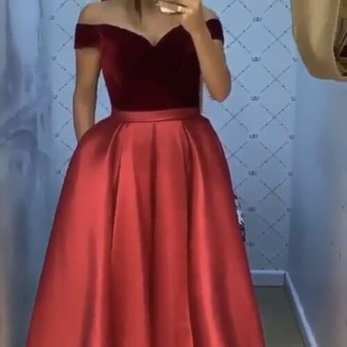 2020 Sexy Boat Neck A-Line Evening Dress Short Sleeves Lace Up Elegant Formal Dress Real Photo LE4004