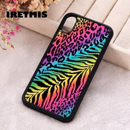 Iretmis 5 5S SE 2020 Phone Cover Cases for iPhone 6 6S 7 8 Plus X Xs Max XR 11 12 MINI Pro Rubber Silicone Rainbow Zebra Cheetah