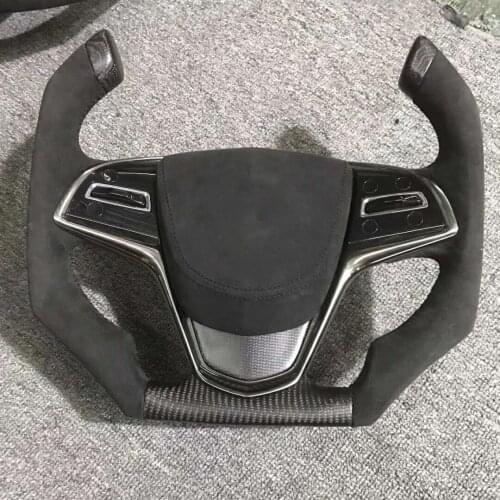 Matt/Gloss Cuatomized Carbon Fiber Sports Steering Wheel Alcantara Leather compatible for Cadillac ELR ATS-L CTS ATS 2017-2021